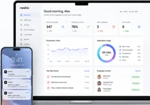 Illustrative Neebix product concept displayed on a laptop and phone